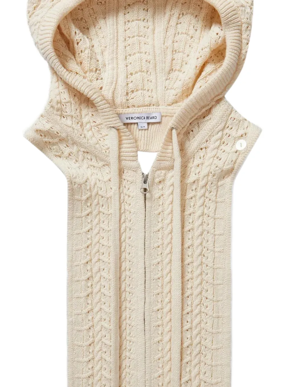 Veronica Beard Wickham kabelgebreide losse kraag met capuchon Beige