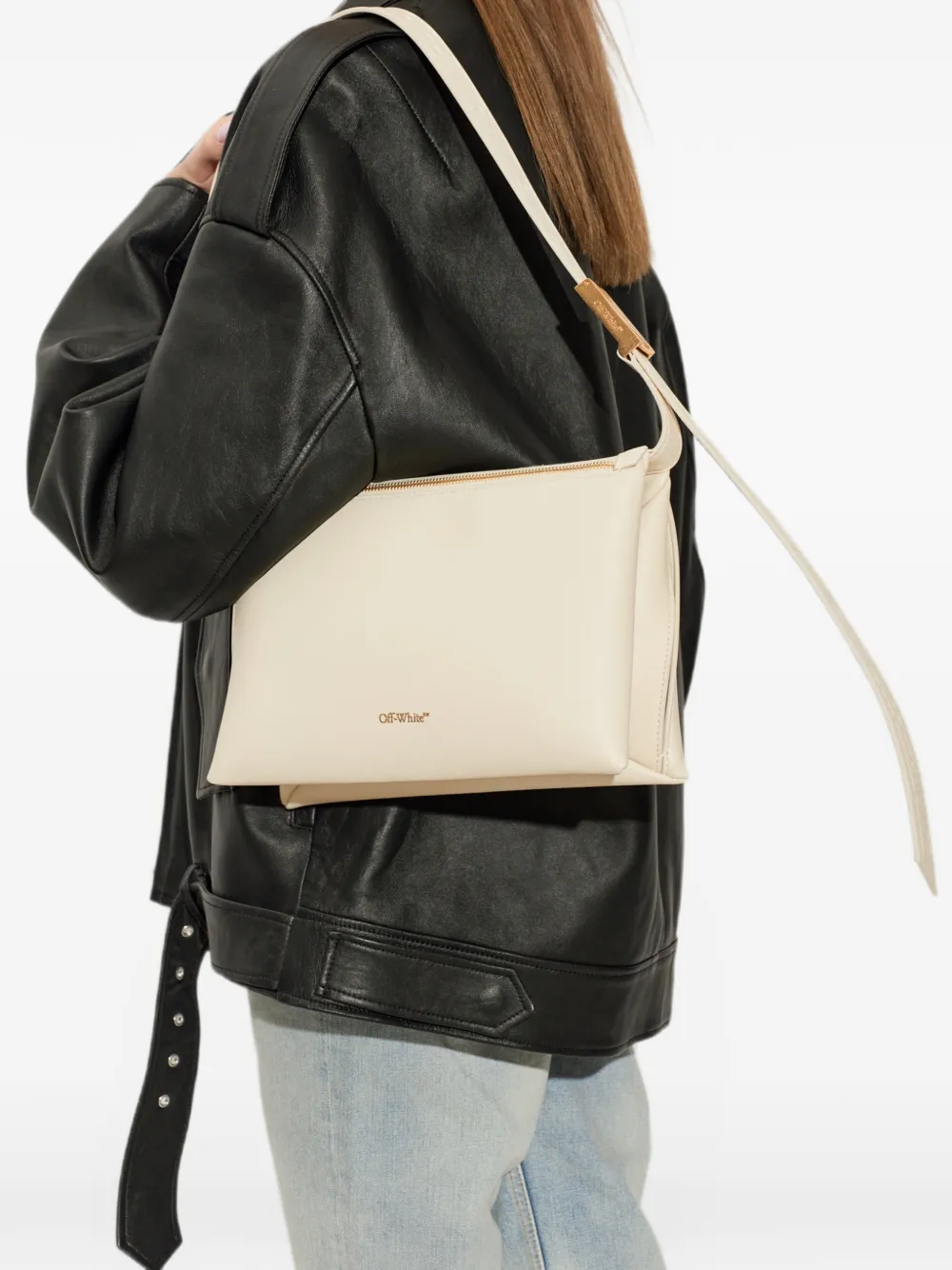 Off-White Sandbag 404 leren schoudertas Beige