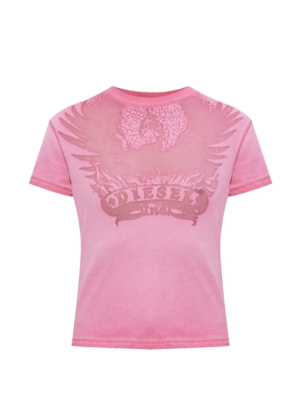 Diesel T-shirt con stampa effetto vissuto - Rosa