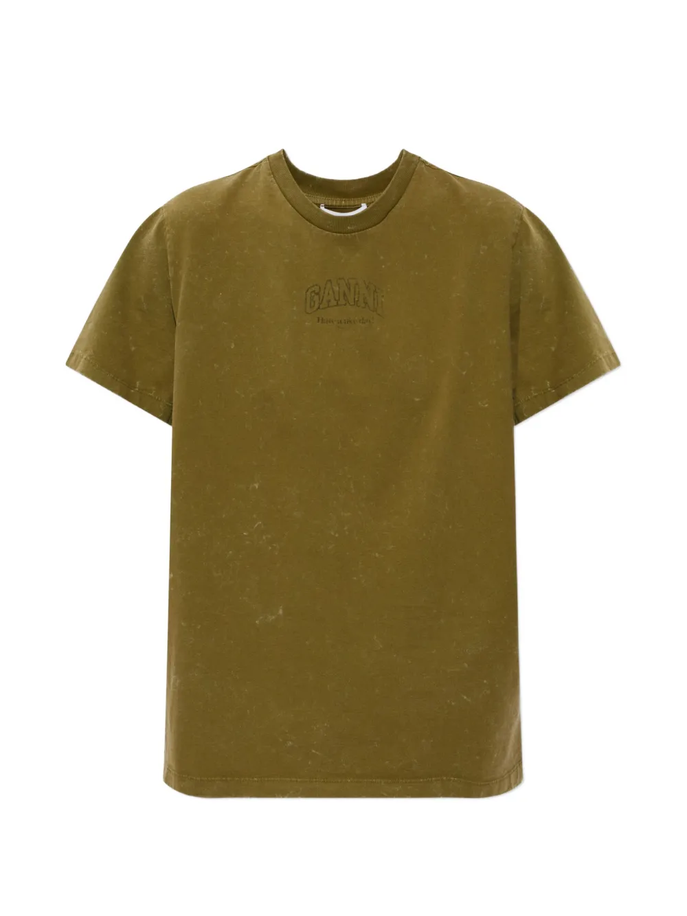 GANNI logo-print cotton T-shirt - Verde