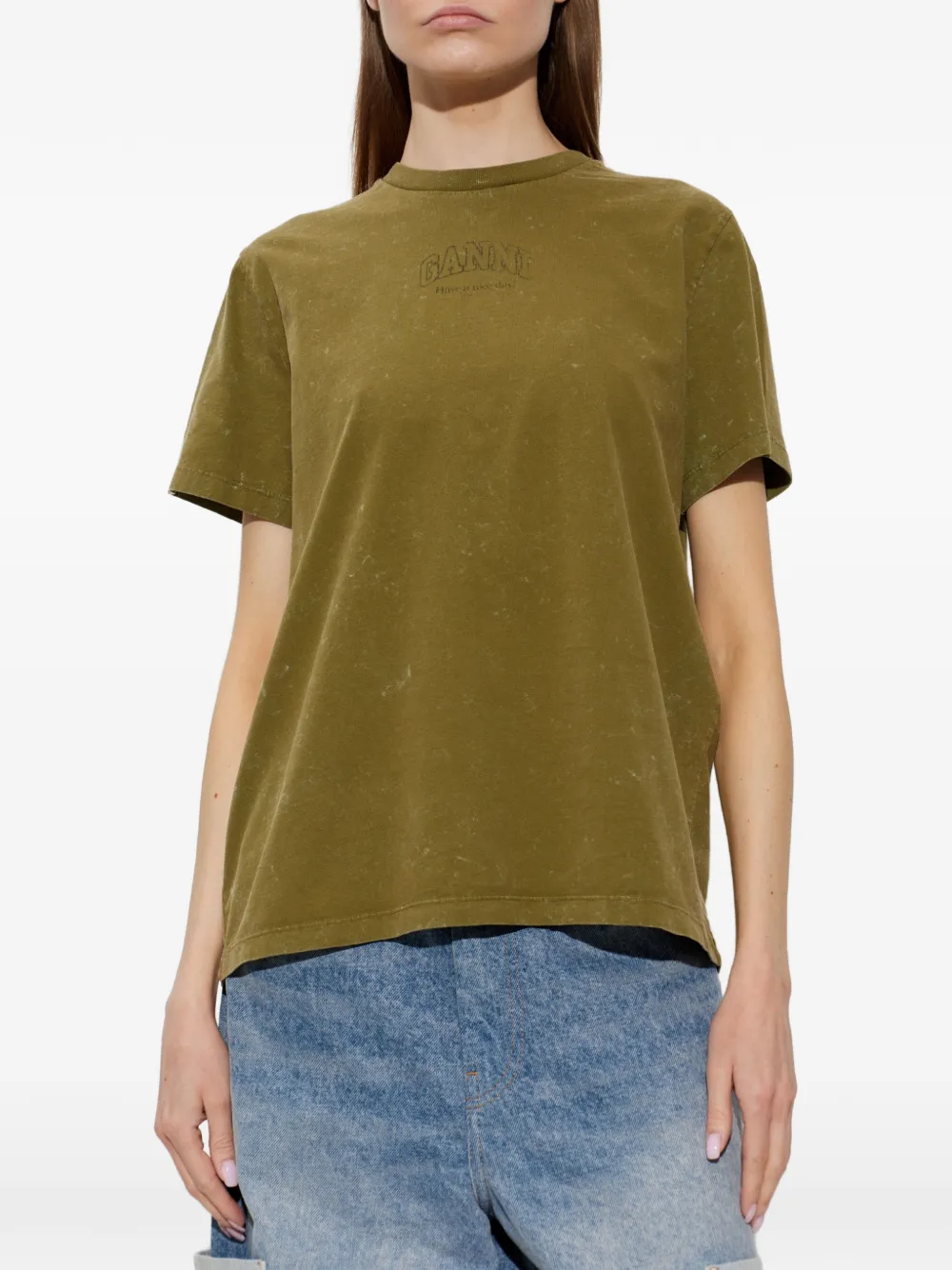 GANNI T-shirt met logo Groen