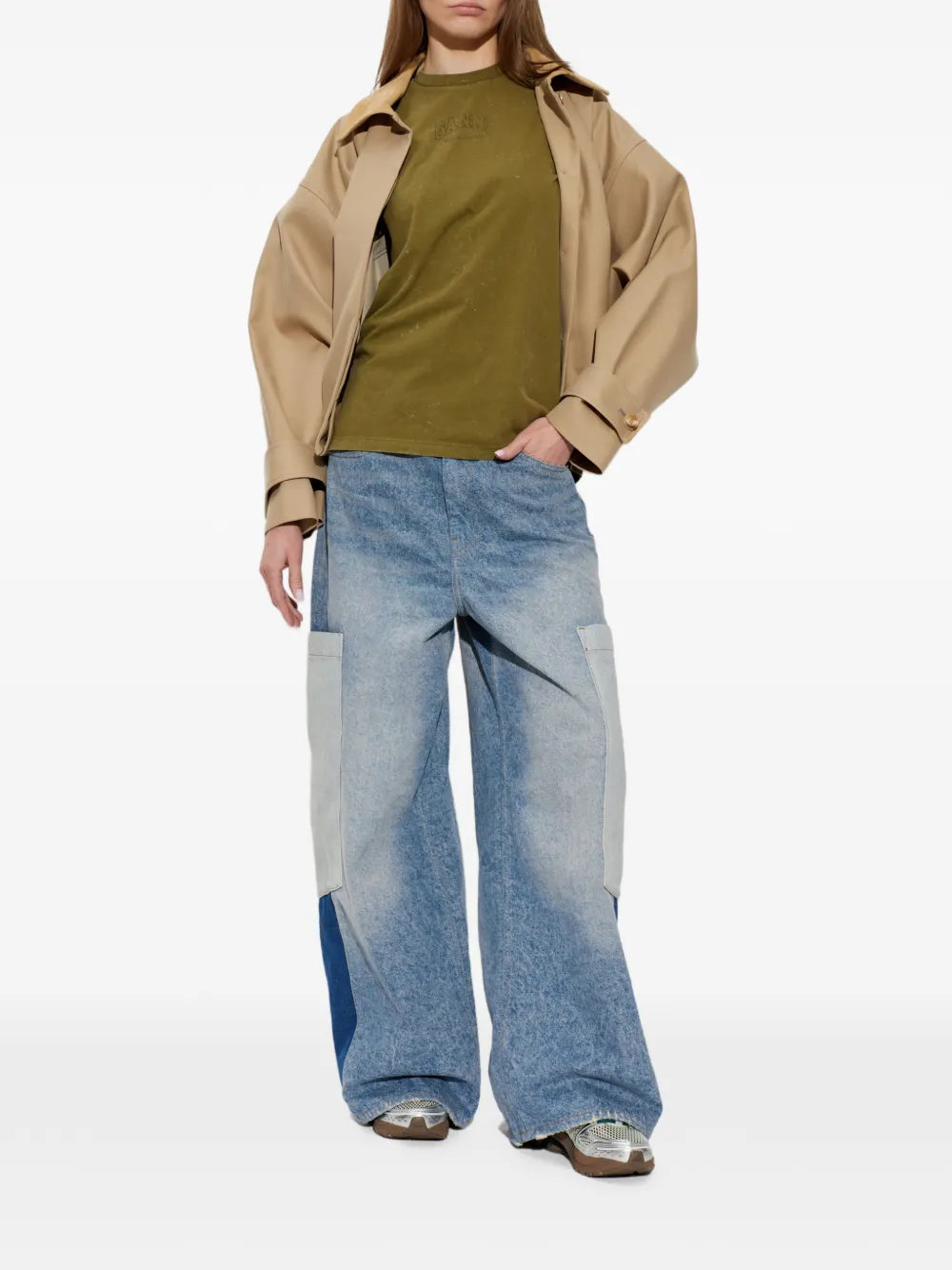 GANNI T-shirt met logo Groen
