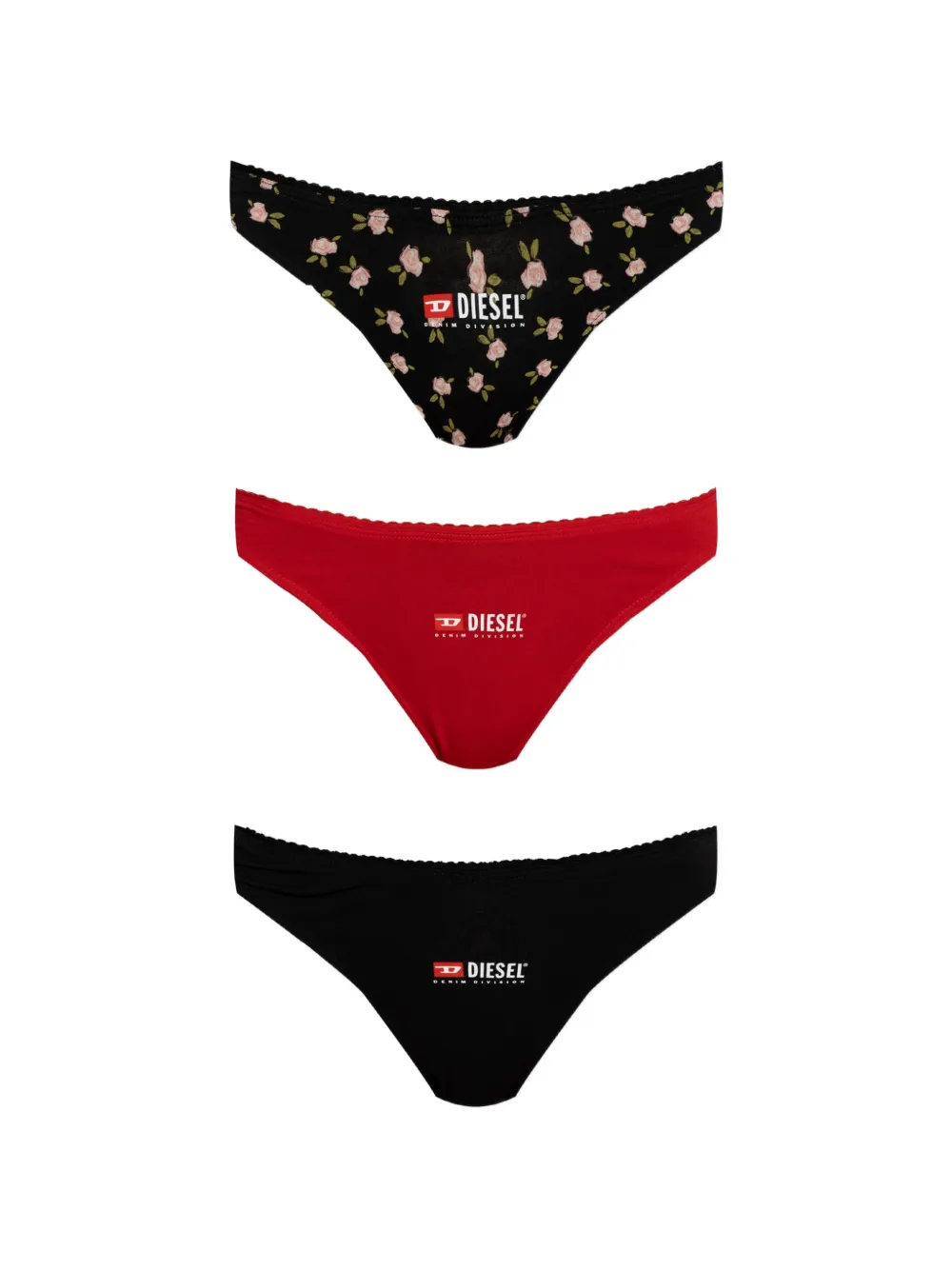 Diesel Punchy-D-Core logo-print cotton thongs (pack of three) - Schwarz