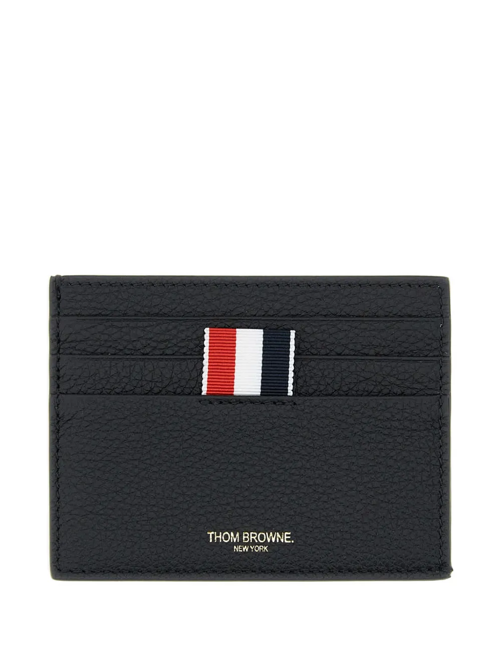 Thom Browne pebble-grain striped-tab card holder - Nero