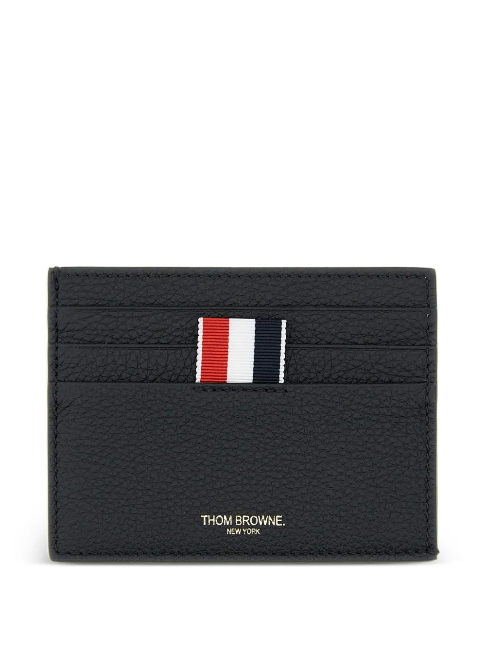 Thom Browne pebble-grain striped-tab card holder - Nero