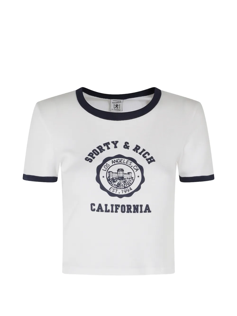 Sporty & Rich logo-print ringer T-shirt - Weiß