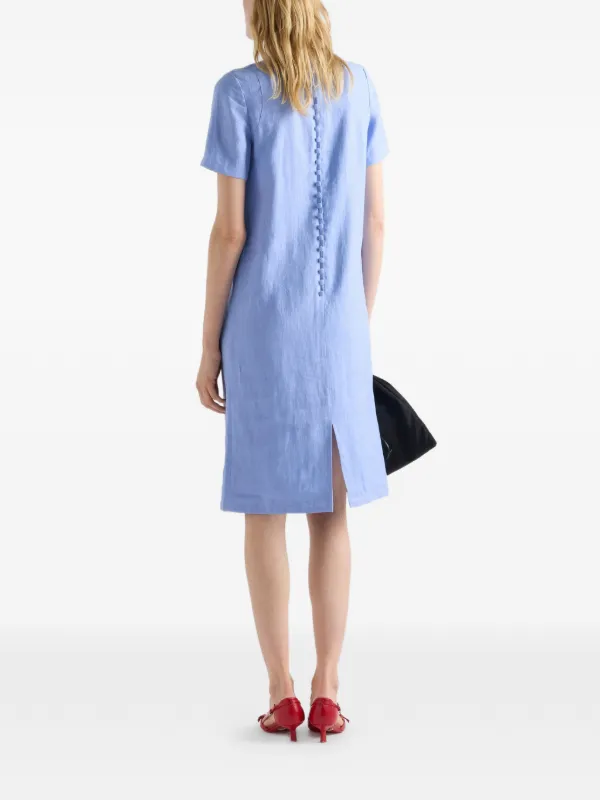 prada linen dress Long Printed Dress, Woman, Tobacco, Size 40 Prada Long Printed Linen Dress,