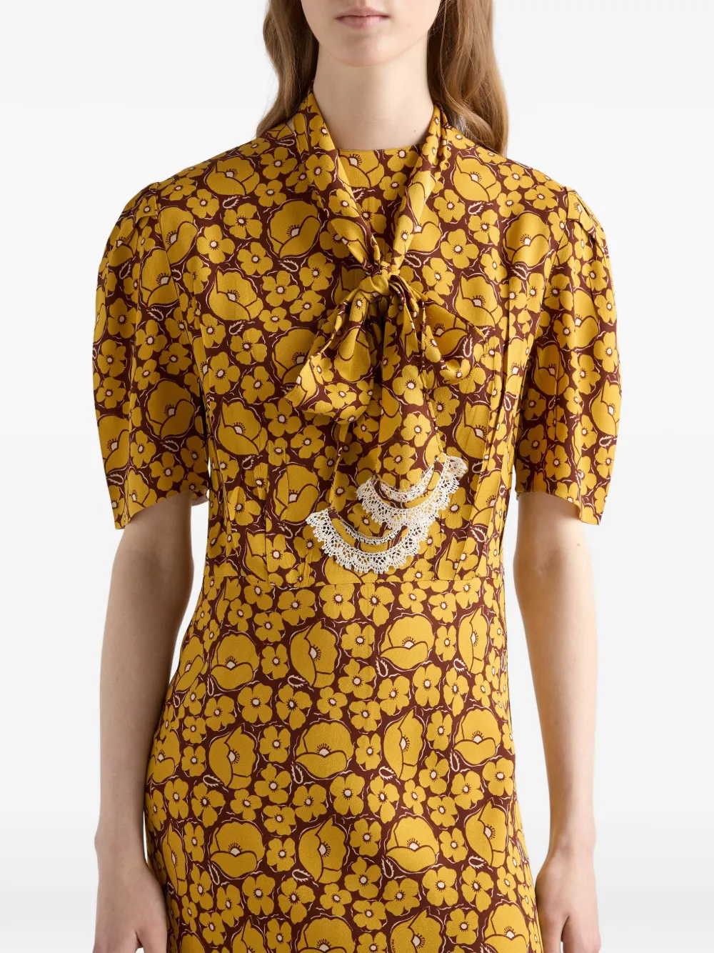Prada embroidered printed sable dress - Giallo
