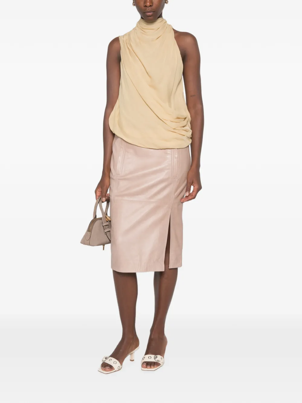 PINKO Leren midi-rok Grijs