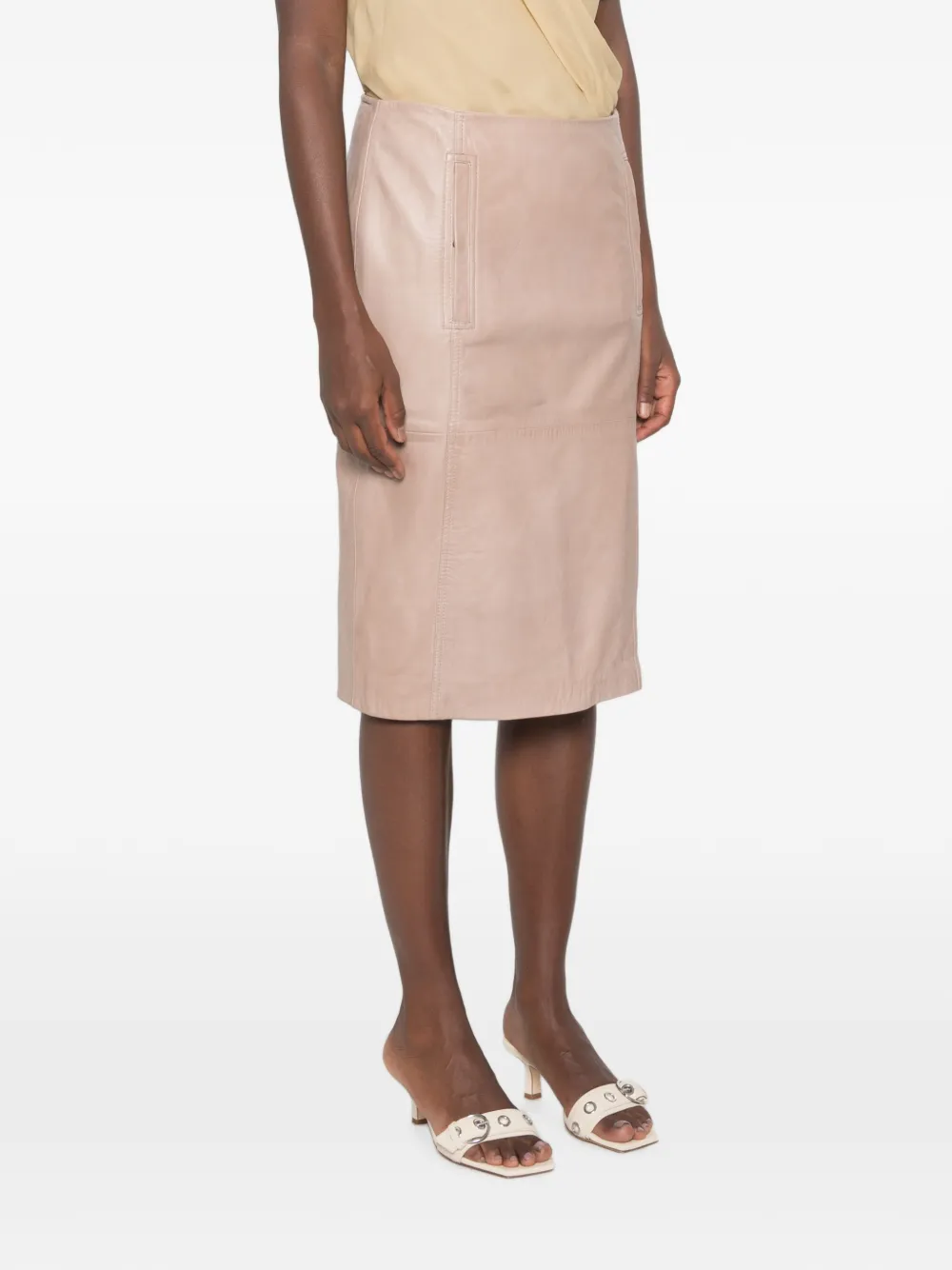 PINKO Leren midi-rok Grijs