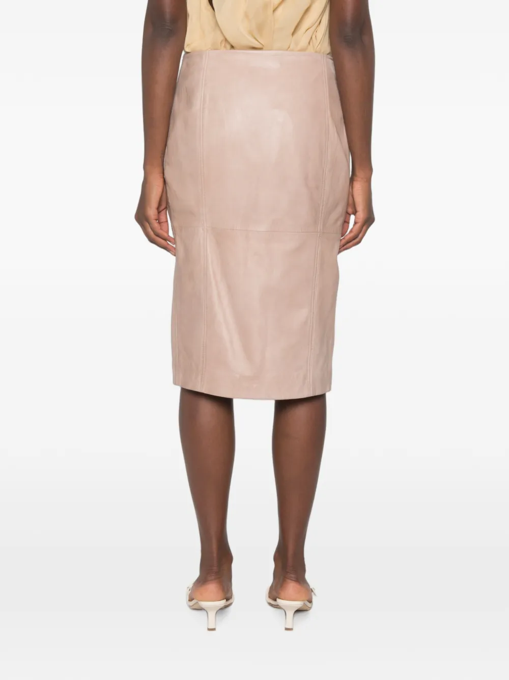 PINKO Leren midi-rok Grijs