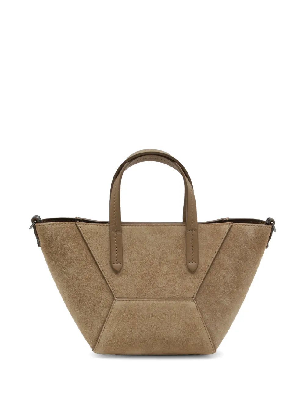 Brunello Cucinelli Suede Panelled Tote Bag in Brown, view 2