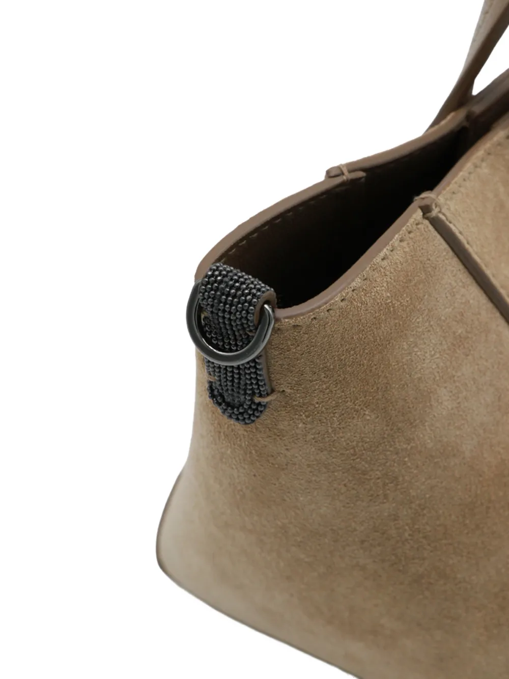 Brunello Cucinelli Suede Panelled Tote Bag in Brown, view 4