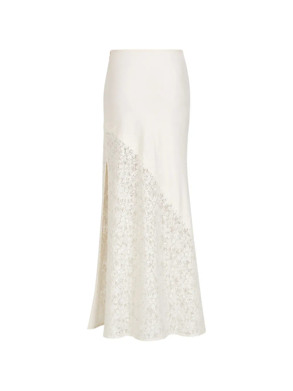 Manière De Voir Belle satijnen maxi-rok met kant Beige