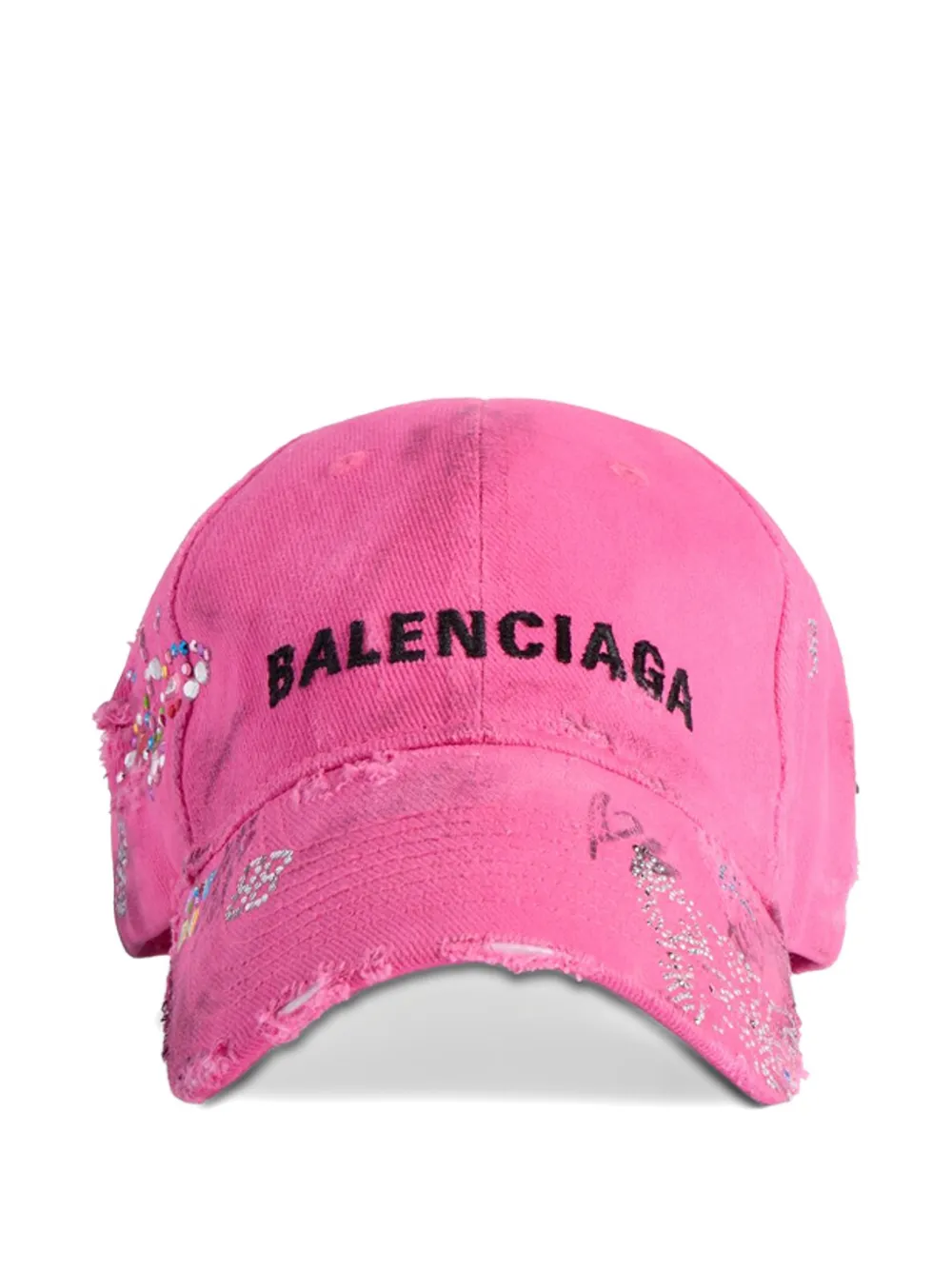 Balenciaga embellished distressed-effect cap - Rosa