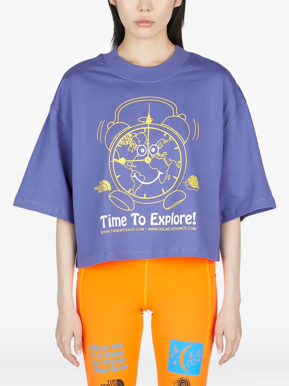 The North Face x Online Ceramics clock-print cropped T-shirt - Viola