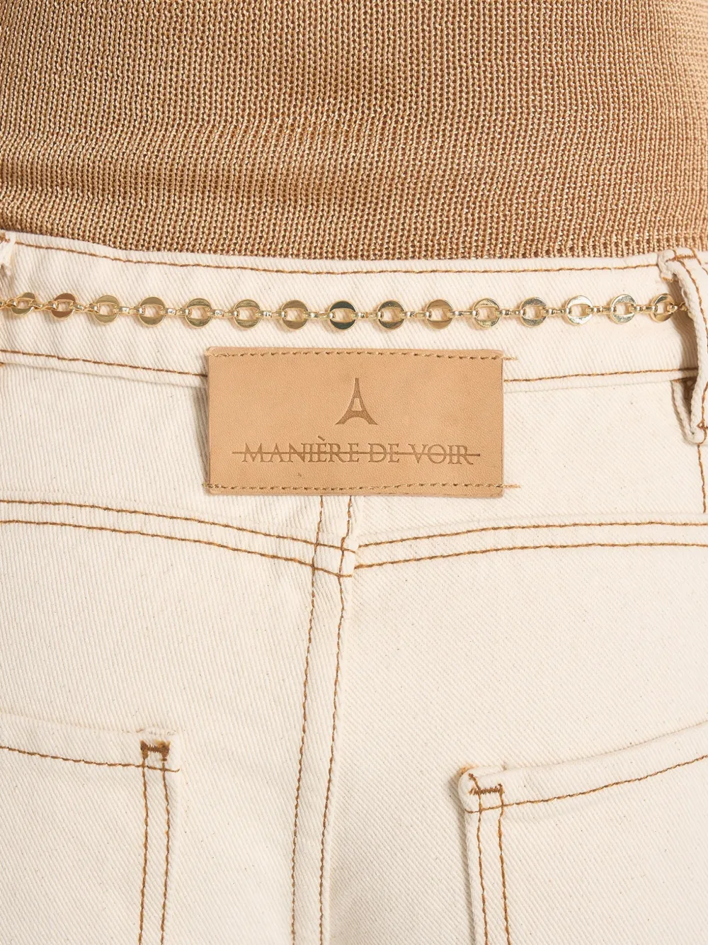 Manière De Voir Enora zandloper jeans met ketting Beige