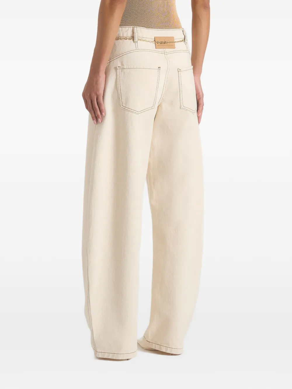 Manière De Voir Enora zandloper jeans met ketting Beige