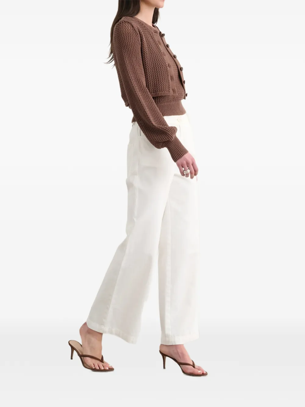 Toccin Tori opengebreid cropped vest Bruin