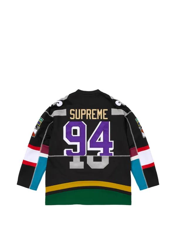 Supreme Paneled long-sleeve Hockey Jersey | Black | FARFETCH IN