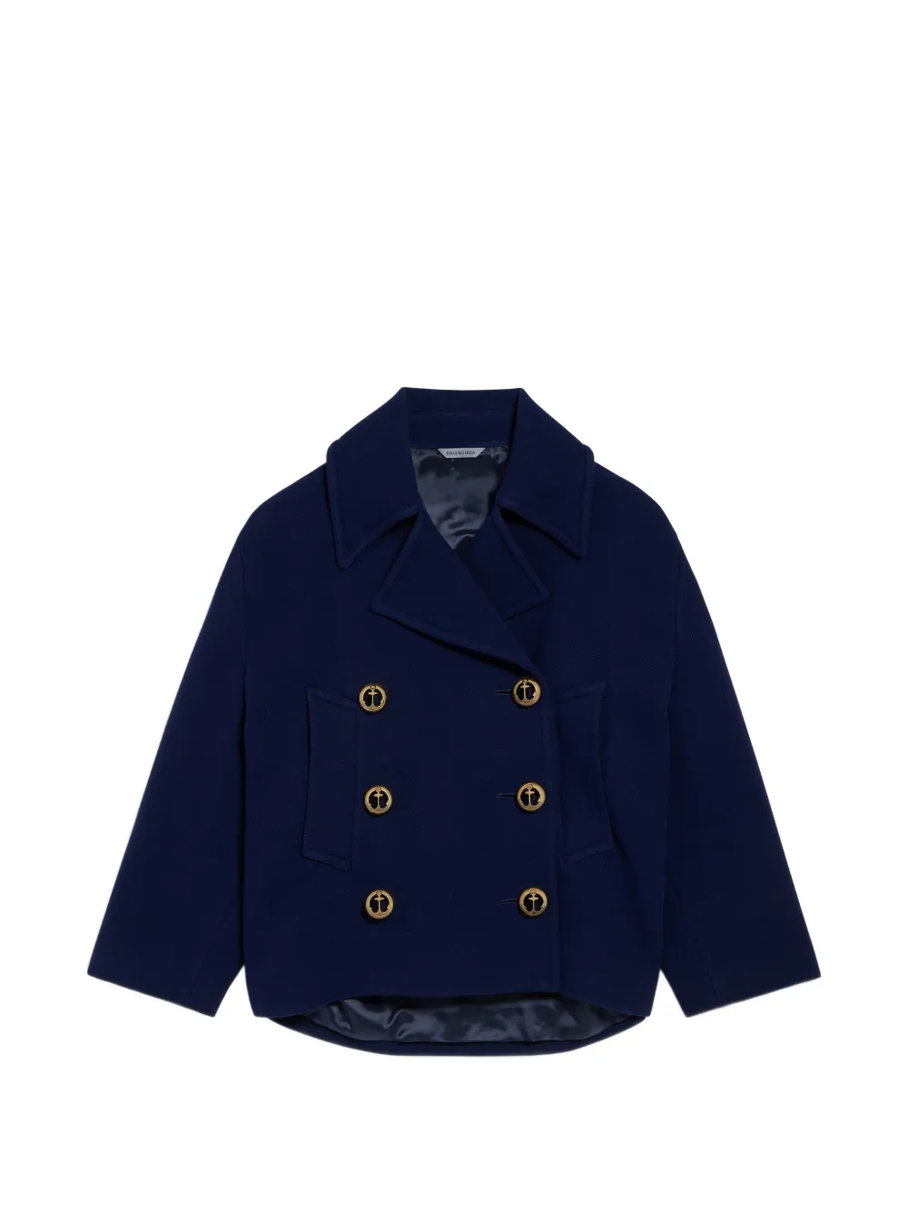 Balenciaga wool double-breasted peacoat - Blu