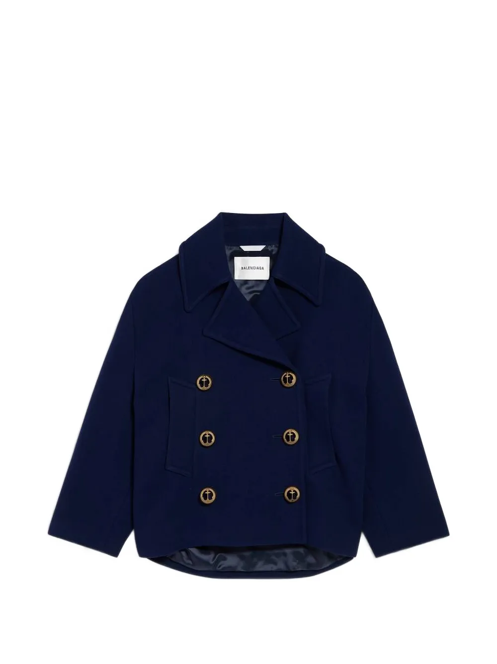 Balenciaga Wollen sailorjas met dubbele rij knopen Blauw