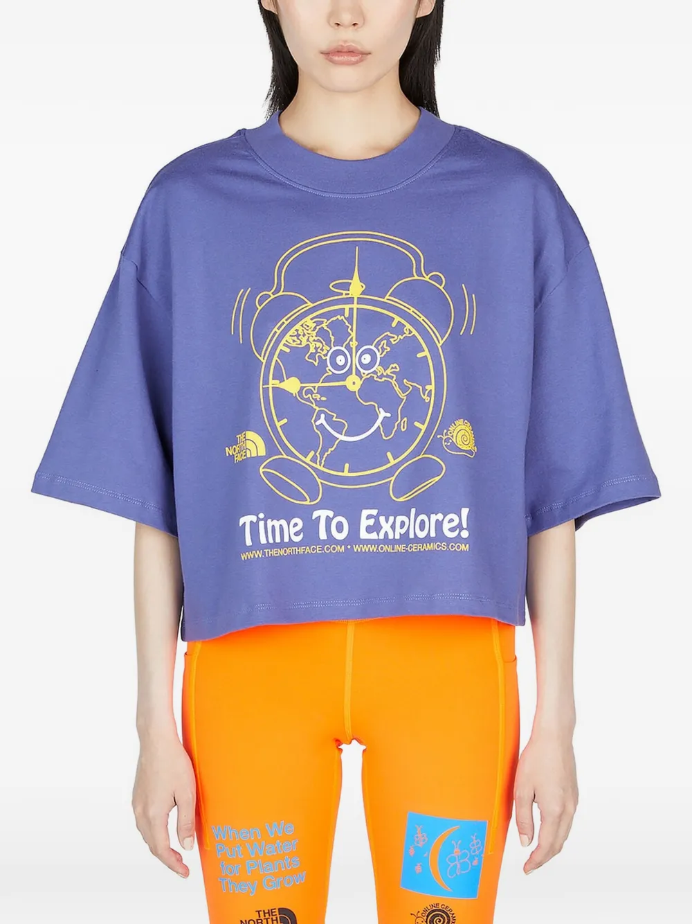 The North Face x Online Ceramics clock-print cropped T-shirt - Viola