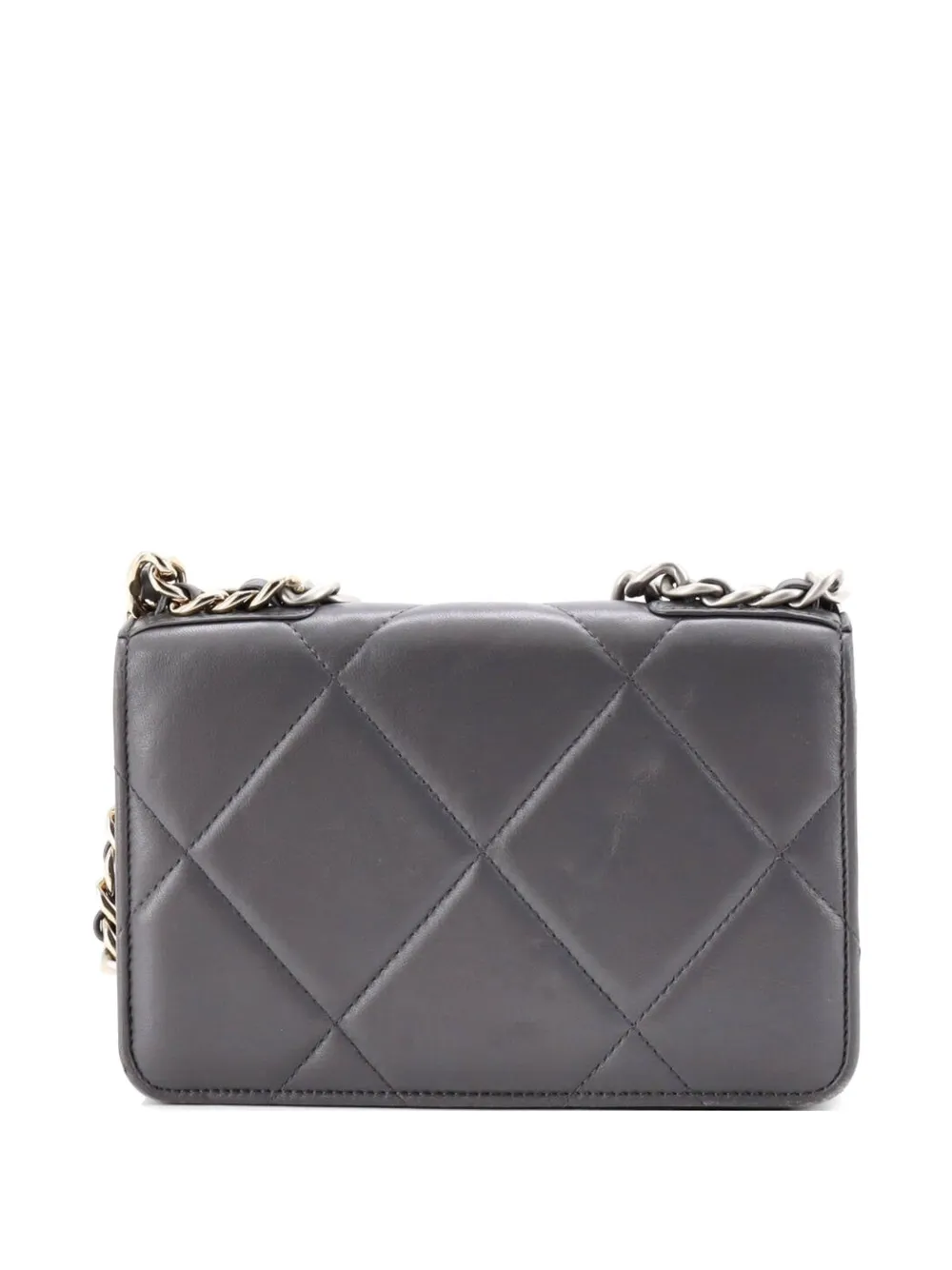  Chanel Pre-owned Sac à Bandoulière 19 Wallet On Chain En Cuir D'agneau Matelassé à Bride Chaîne - Gris 
