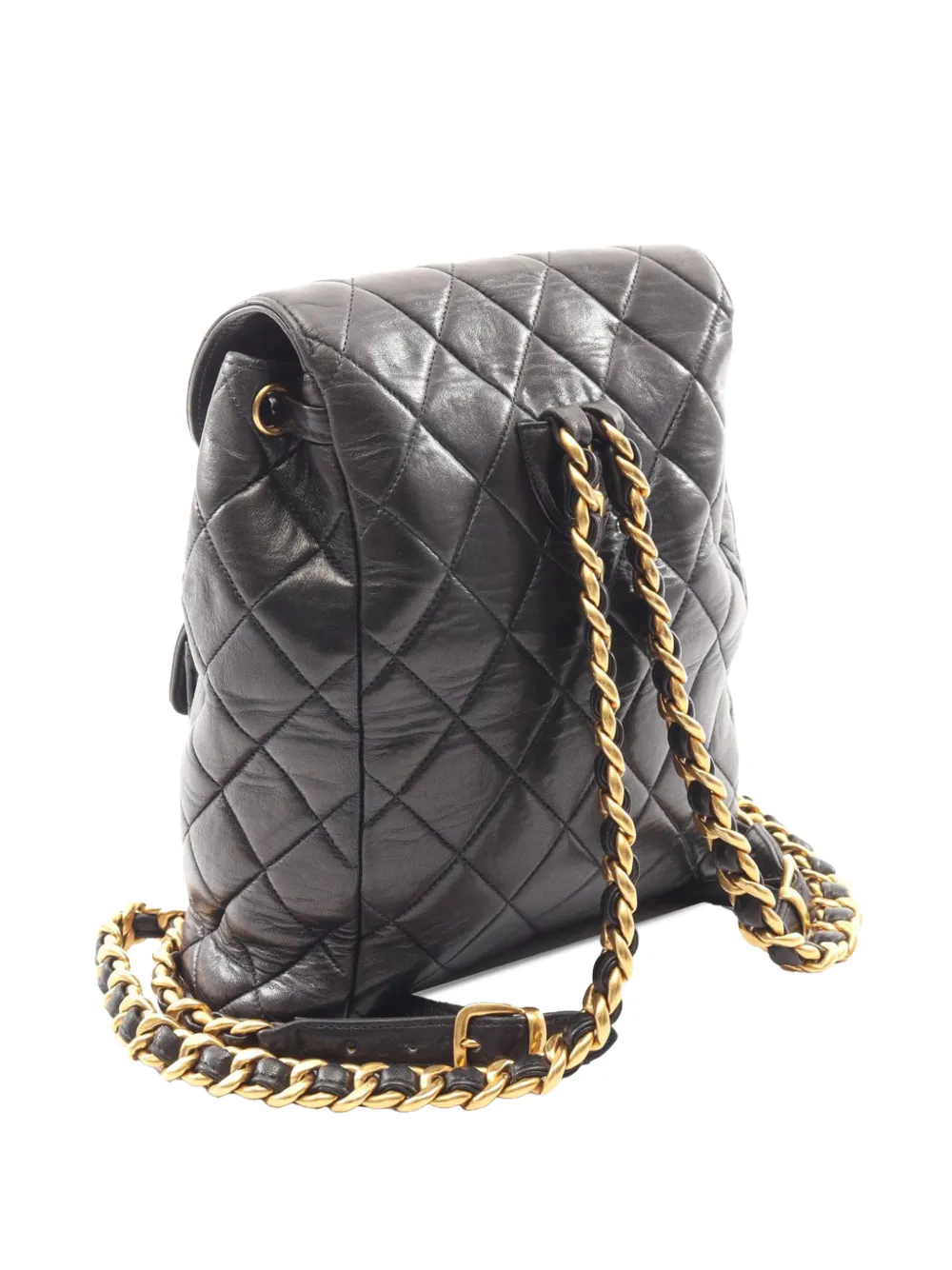 Chanel Pre-owned 1997-1999 CC Quilted Lambskin Backpack in Black, view 3