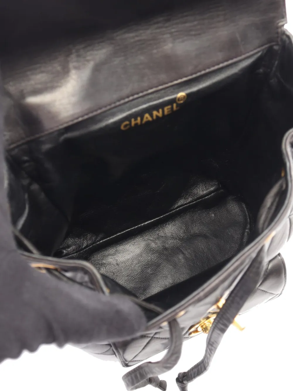Chanel Pre-owned 1997-1999 CC Quilted Lambskin Backpack in Black, view 4