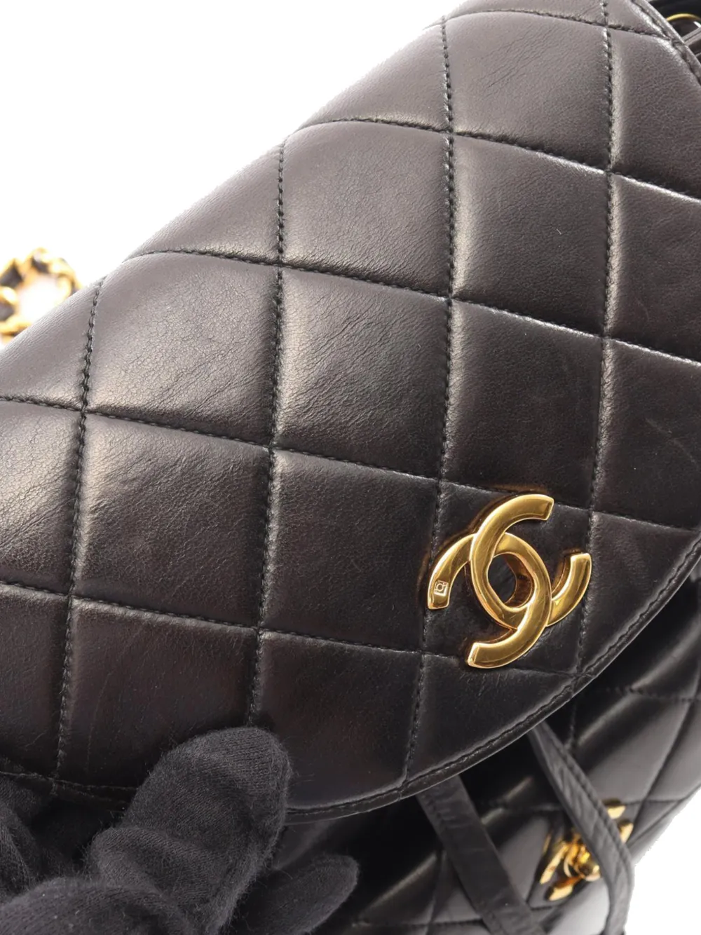Chanel Pre-owned 1997-1999 CC Quilted Lambskin Backpack in Black, view 2