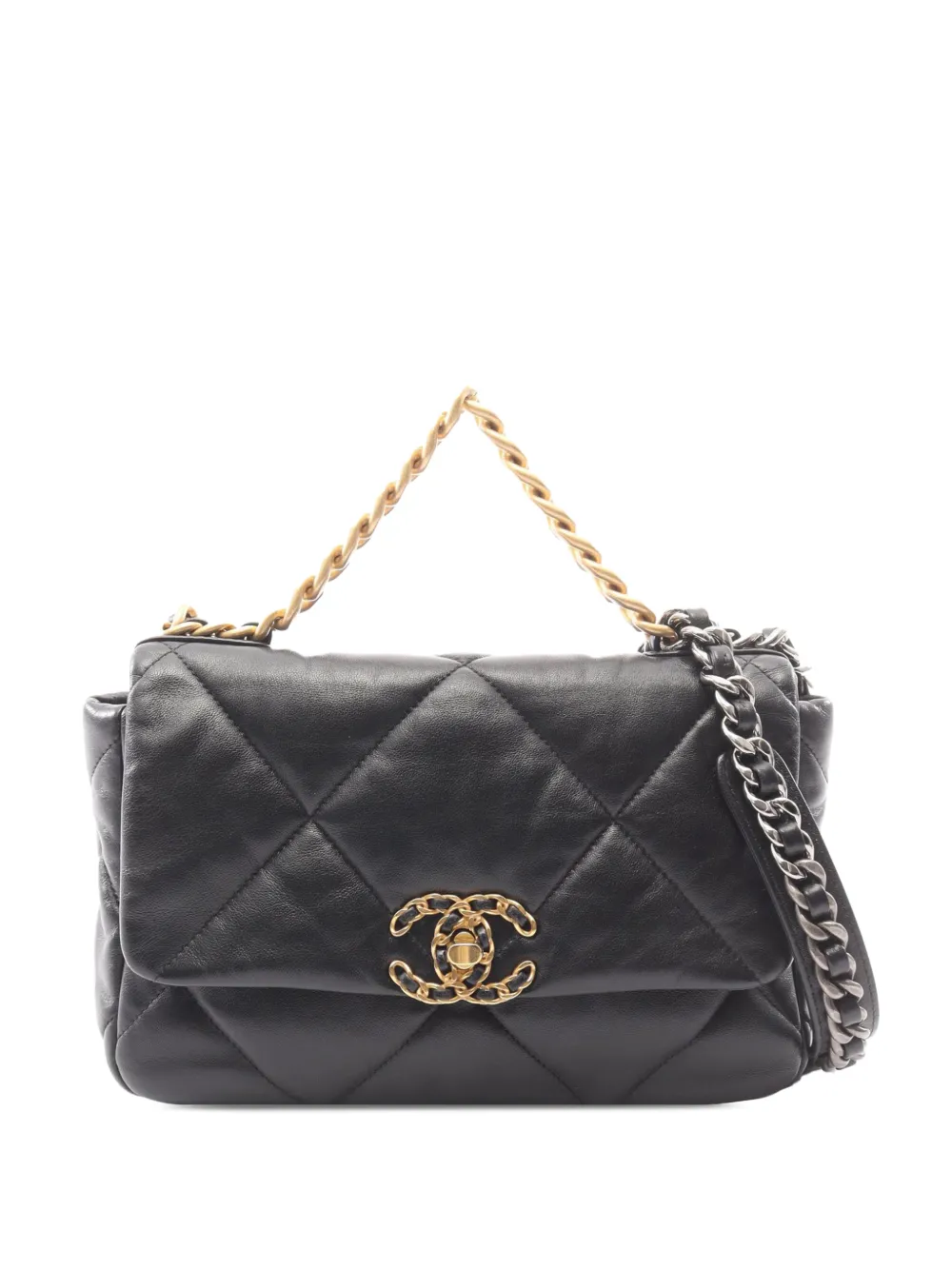 CHANEL Pre-Owned 2021-2026 Medium Lambskin 19 Flap satchel - Black