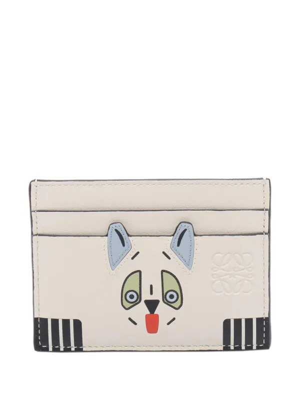 Loewe Pre-owned 2010-2026 Leather Futurist Cat Card Holder in White
