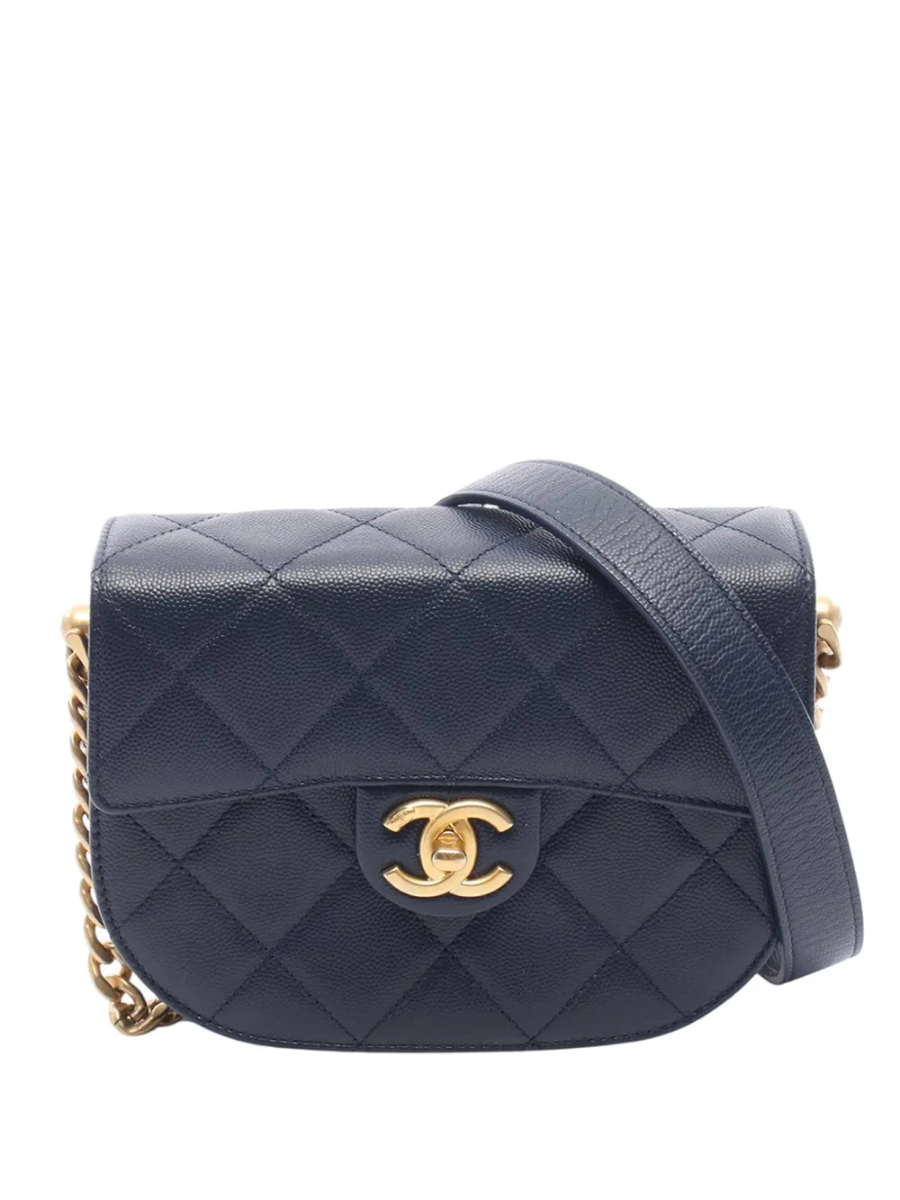 CHANEL Pre-Owned Borsa a tracolla CC mini in pelle Caviar trapuntata 2021-2026 - Blu