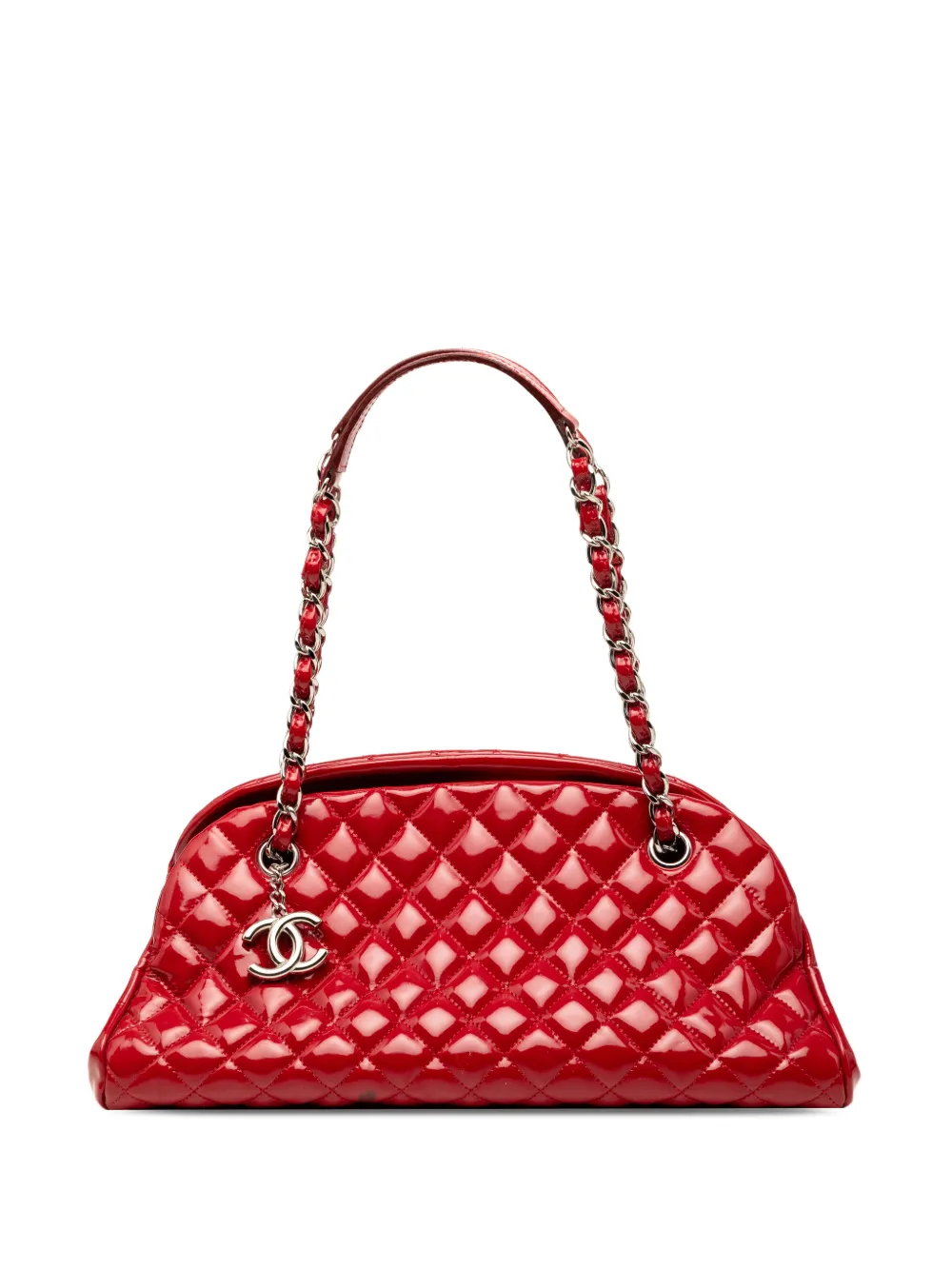 CHANEL Pre-Owned 2010-2011 Medium Quilted Patent Just Mademoiselle Bowling Bag shoulder bag - Red