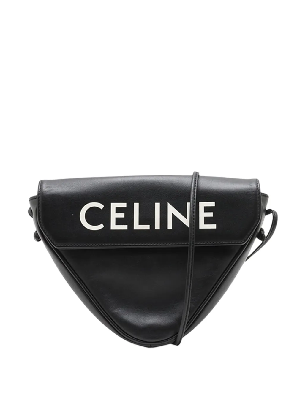 Celine Pre-Owned Borsa a tracolla in pelle di vitello con logo 2018-2026 - Nero