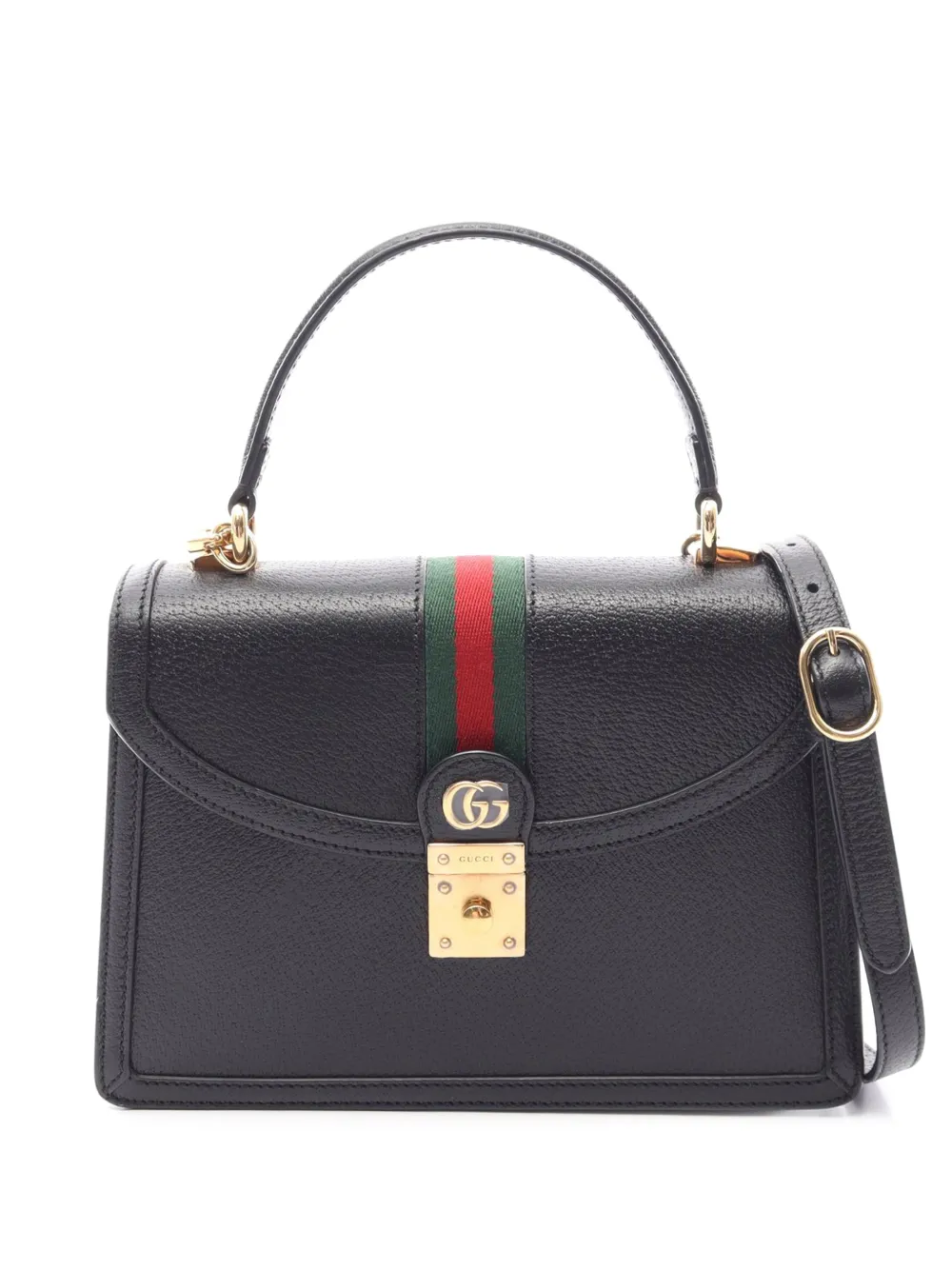 Gucci Pre-Owned 2016-2026 Leather Web Top Handle handbag - Schwarz