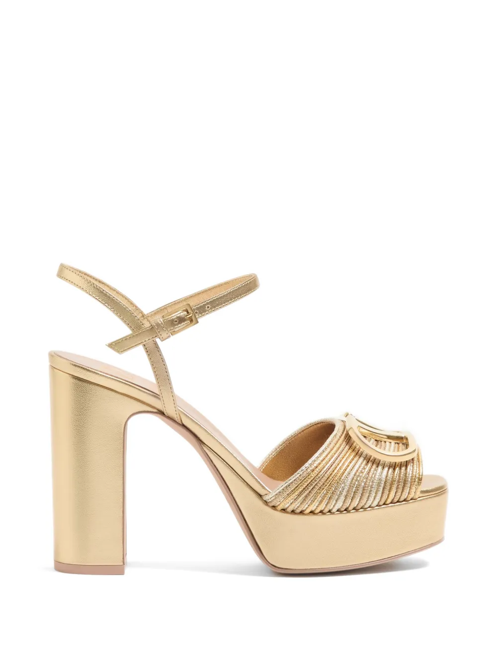 Valentino Garavani VLogo Signature metalen platformsandalen met Cornely borduurwerk 115 mm Goud