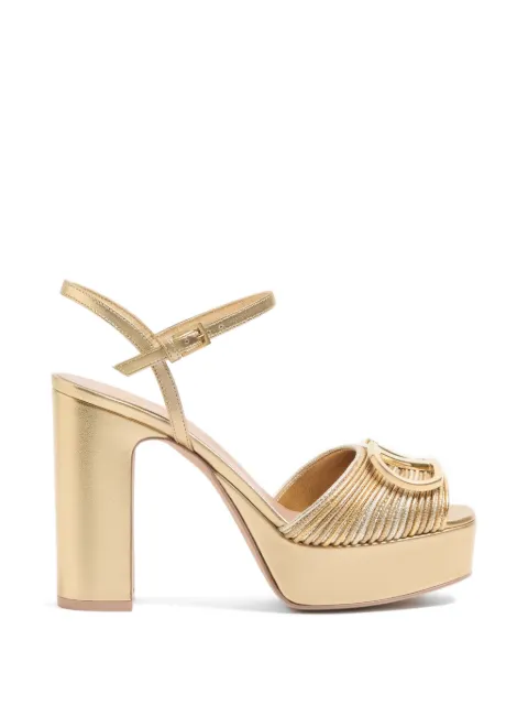 Valentino Garavani VLogo signature metallic platform sandals with Cornely embroidery 115mm