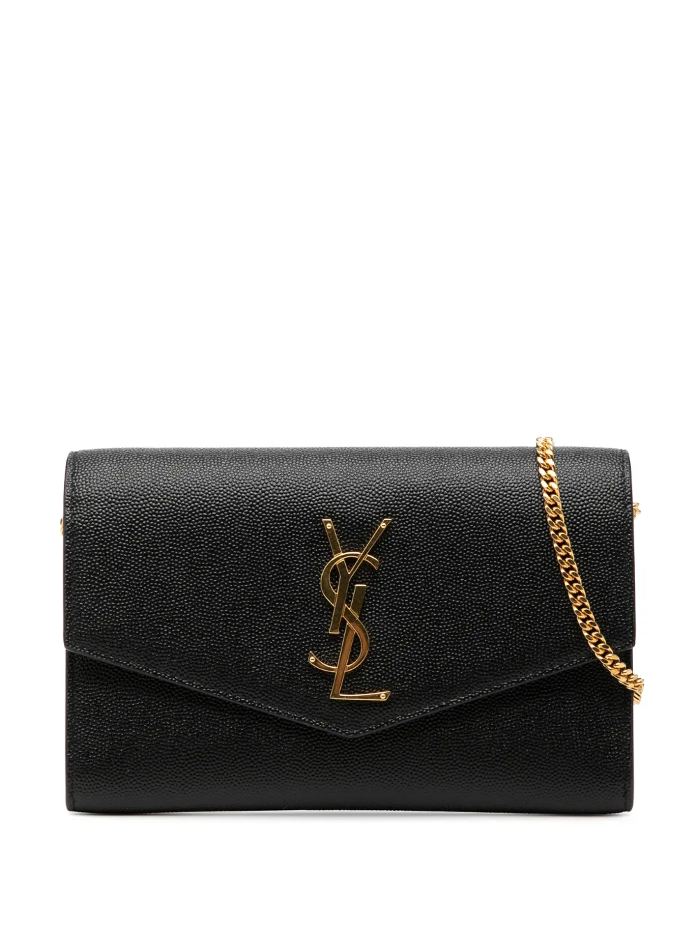 Saint Laurent Pre-Owned 2023 Grain De Poudre Uptown Chain Wallet crossbody bag - Black
