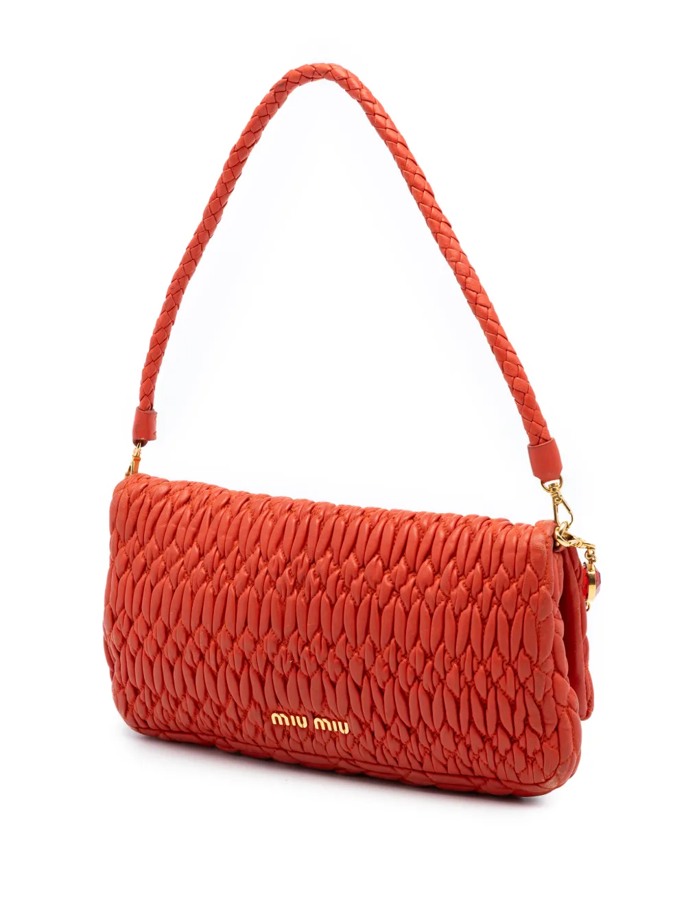  Miu Miu Pre-owned Bolso Satchel De Piel De Napa Y Matelassé Con Cristales Y Cadena 2010-2026 - Naranja 