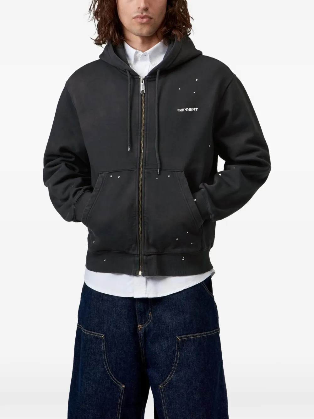 Carhartt WIP Hoodie met geborduurd logo en print Zwart
