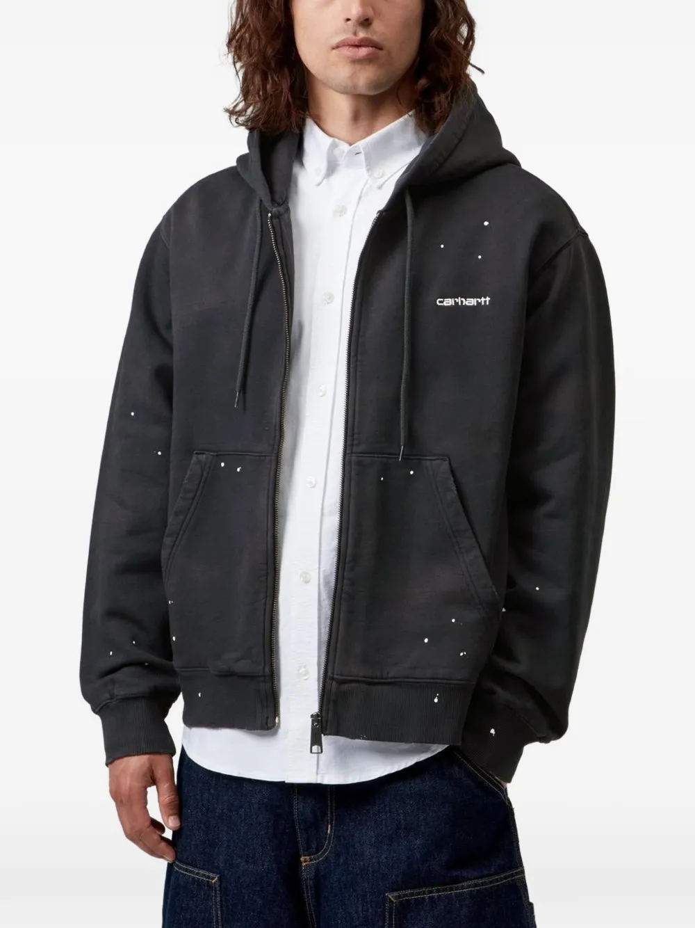 Carhartt WIP Hoodie met geborduurd logo en print Zwart