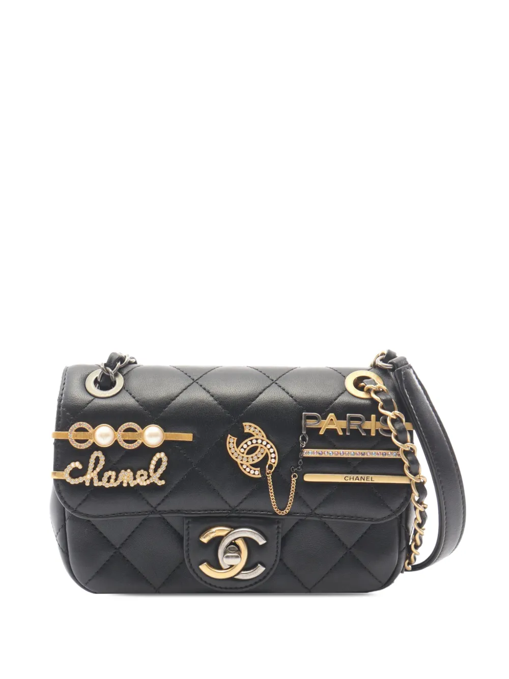 CHANEL Pre-Owned Borsa a tracolla Coco Clips mini in pelle di agnello trapuntata con battente 2021-2026 - Nero