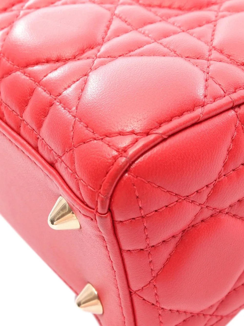 Dior Pre-owned 2010-2026 Small Calfskin Cannage My Abcdior Lady Dior Satchel in Red, view 2