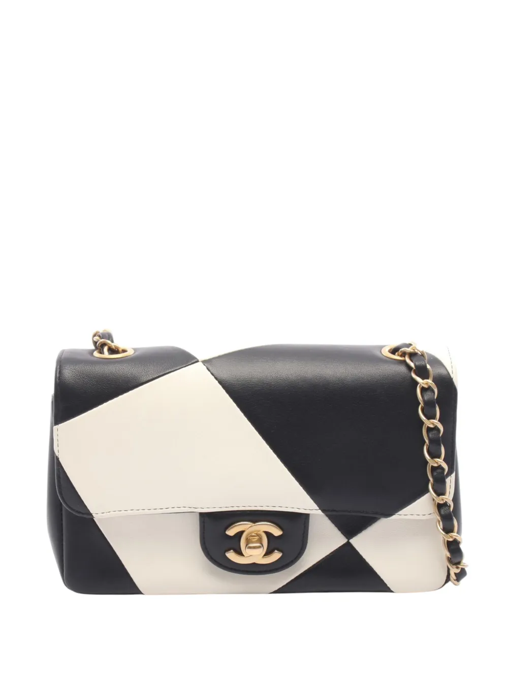 CHANEL Pre-Owned 2021-2026 Mini Rectangular Classic Lambskin Geometric Patchwork Single Flap crossbody bag - Black