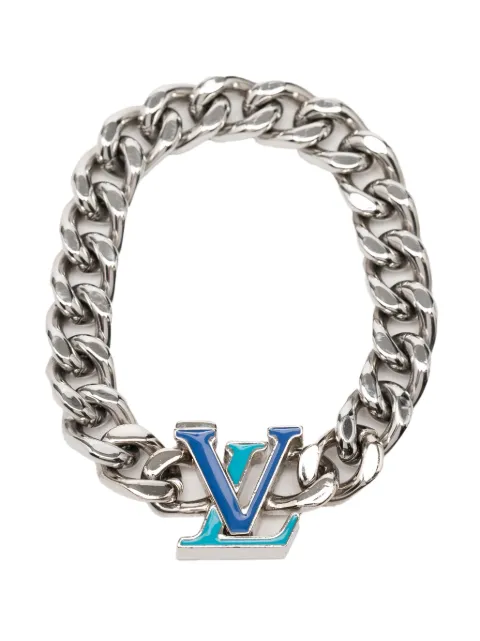 Louis Vuitton Pre-Owned 2022 Stainless Steel Enamel LV Chain Bracelet M costume bracelet
