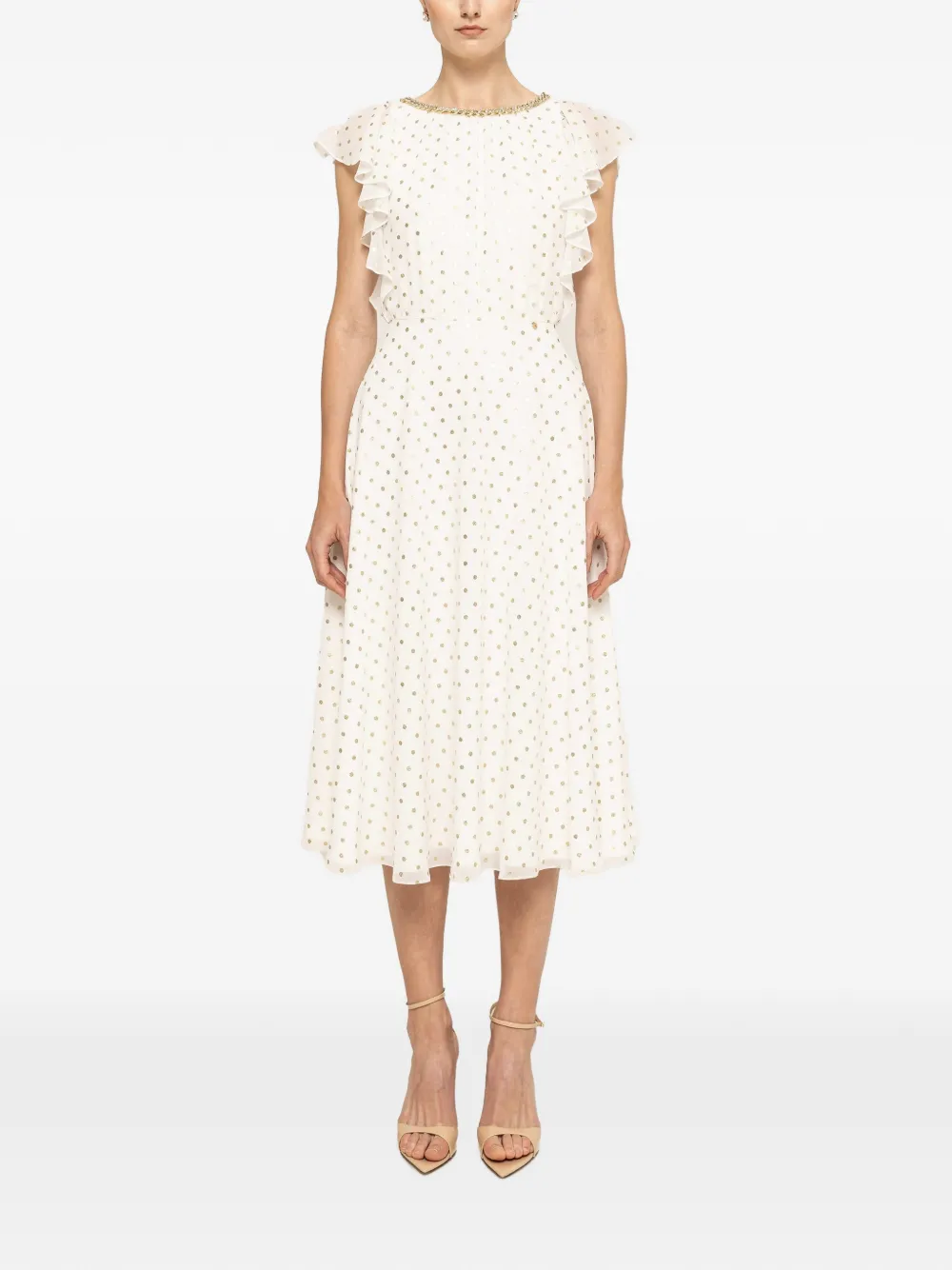 NISSA polka-dot midi dress - White