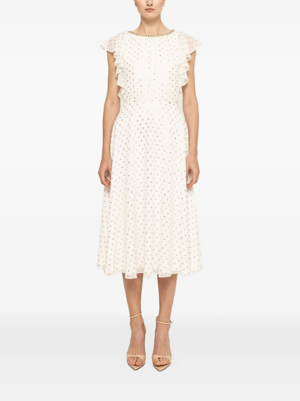 NISSA polka-dot midi dress - White