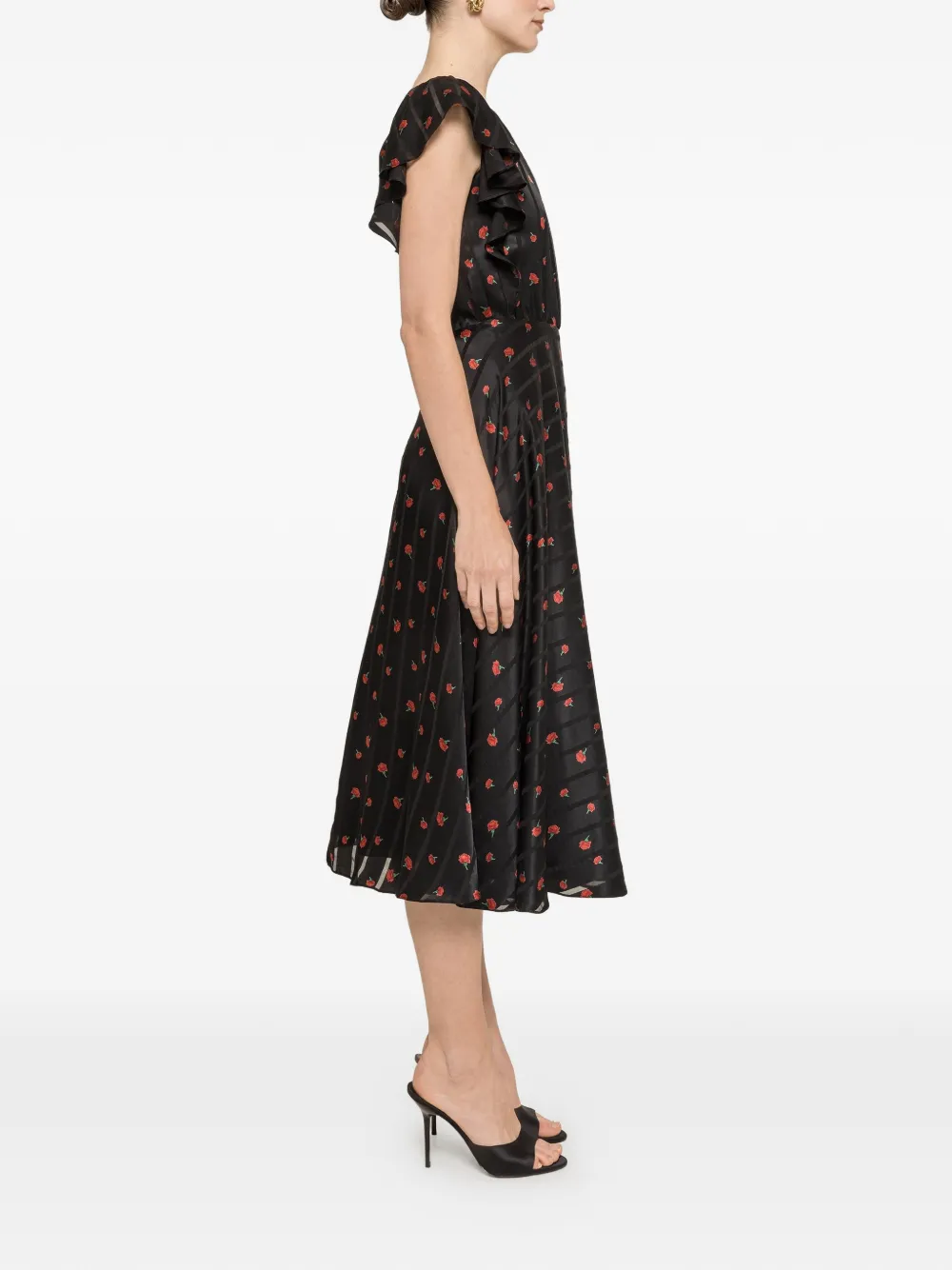 NISSA Midi-jurk met bloemenprint Zwart